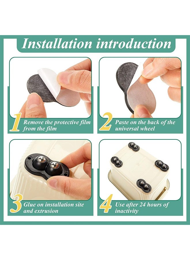 Zoreya - 4 Pcs Self Adhesive Caster Wheels, 360° Stainless Steel Swivel Paste Wheels, for Kitchen Universal Appliances - Image 1