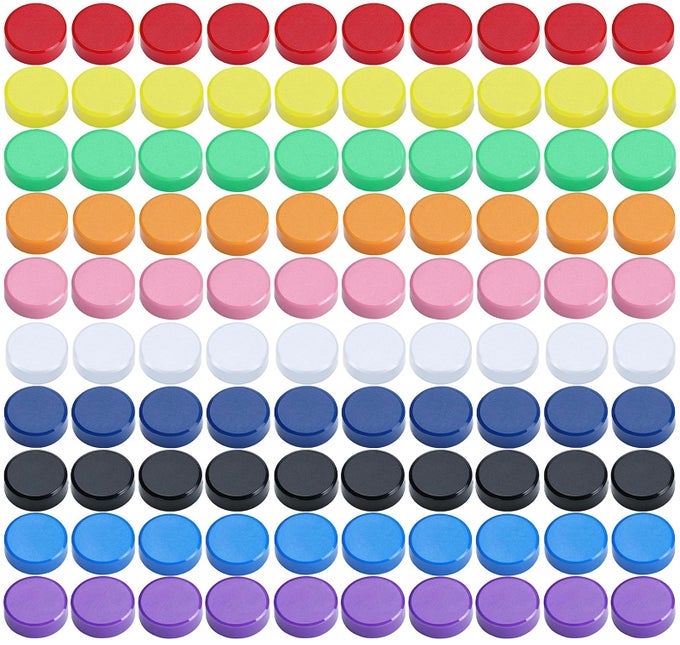 FRIDGE MAGNET 100PCS REFRIGERATOR MAGNETS SMALL MAGNETS FOR WHITEBOARD CUTE DECORATIVE MAGNETS ROUND COLORFUL STRONG MAGNETS FOR LOCKER WHITE BOARD KITCHEN OFFICE CLASSROOM ASSORTED