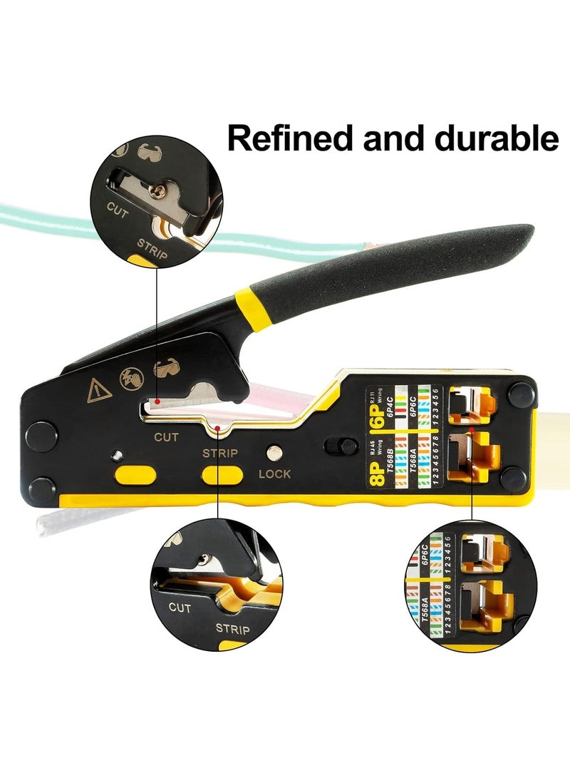 VKL VDV226-110 Ratcheting Modular Data Cable Crimper/Wire Stripper/Wire Cutter for RJ11/RJ12 Standard, RJ45 Pass-Thru Connectors - Image 2