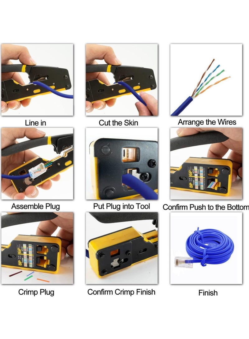 VKL VDV226-110 Ratcheting Modular Data Cable Crimper/Wire Stripper/Wire Cutter for RJ11/RJ12 Standard, RJ45 Pass-Thru Connectors - Image 4