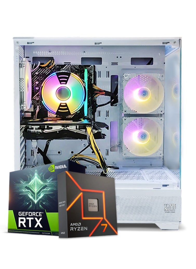 Truenort True Nort Gaming PC, AMD Ryzen 7-5800X,RTX 4060 , 16GB RAM, 1TB SSD, Window 11 Pro, White Case  - Image 1