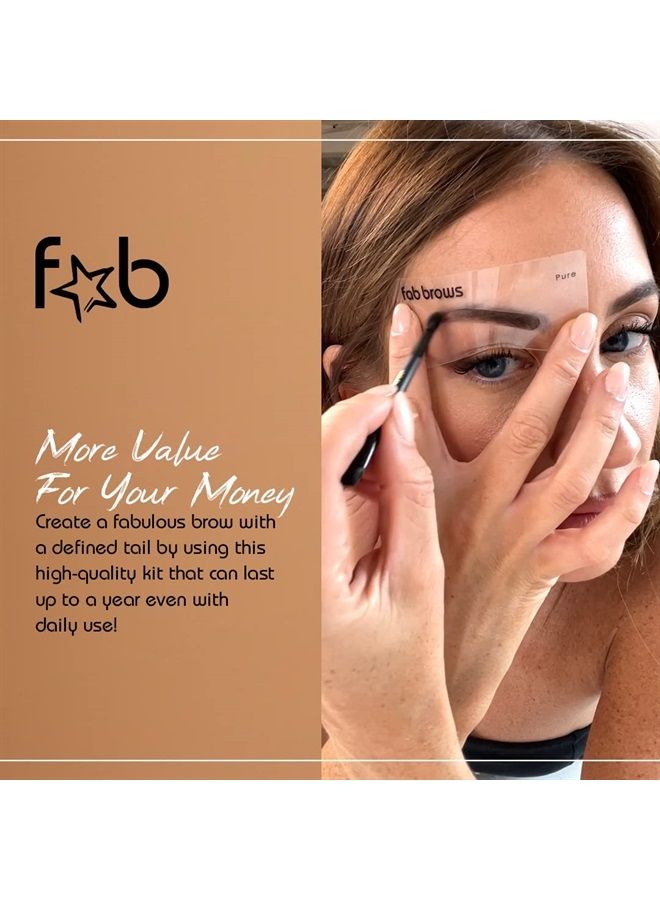 Fab Brows Duo Eyebrow Kit, Ultimate Brow Stencil Kit with Compact Powder Mirror and Eyebrow Shaper, Waterproof Eye Makeup Contour Palette Set for Eyebrow, Eyebrow Cosmetics, (Slate/Black) - Image 3