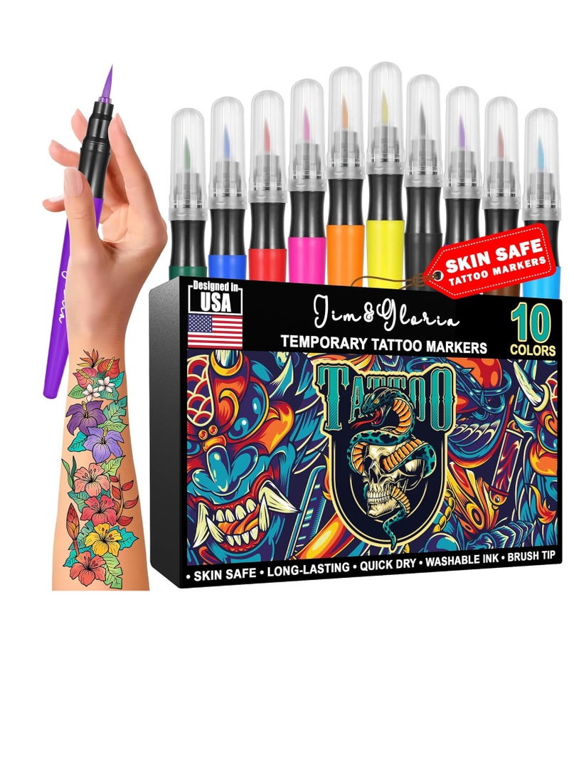 Jim&Gloria - Jim&Gloria Temporary Tattoo Pens Fake Tattoos Painting Kit Removable Face Body Paint Markers for Halloween Men Women Teen Girls Gifts Trendy Stuff, Unique Trending Gift for Teenage Boys Kids or Adult - Image 1