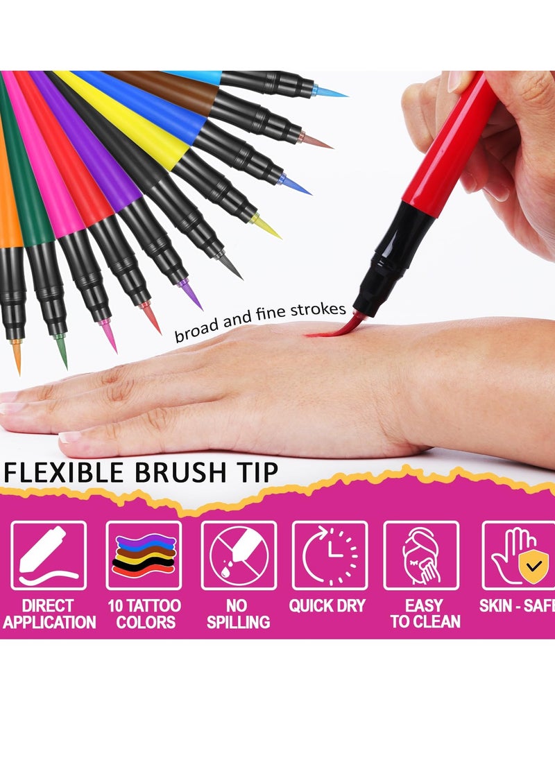 Jim&Gloria - Jim&Gloria Temporary Tattoo Pens Fake Tattoos Painting Kit Removable Face Body Paint Markers for Halloween Men Women Teen Girls Gifts Trendy Stuff, Unique Trending Gift for Teenage Boys Kids or Adult - Image 1