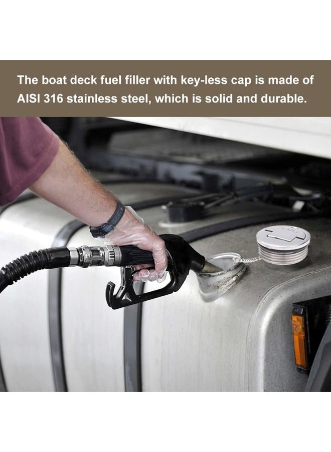 Mtsooning Boat Deck Filler, 1 x Stainless Steel Boat Deck Stopper 1.5" Marine Gas Plugs Steel Marine Gas Plugs with Keyless Cap for Yacht Caravan Tractors - Image 4