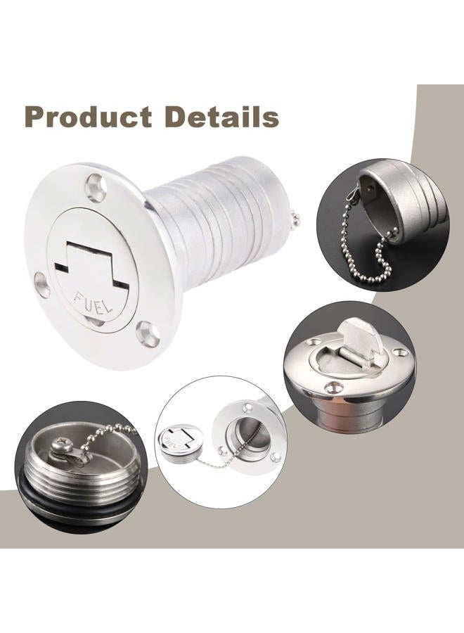 Mtsooning Boat Deck Filler, 1 x Stainless Steel Boat Deck Stopper 1.5" Marine Gas Plugs Steel Marine Gas Plugs with Keyless Cap for Yacht Caravan Tractors - Image 2