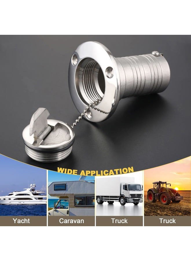 Mtsooning Boat Deck Filler, 1 x Stainless Steel Boat Deck Stopper 1.5" Marine Gas Plugs Steel Marine Gas Plugs with Keyless Cap for Yacht Caravan Tractors - Image 3