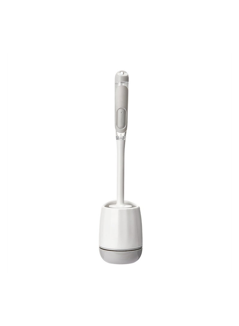 Silicone Toilet Brush Set with Holder and Soap Dispenser Easy to Clean Quick Drying Bathroom Accessory White - Image 1