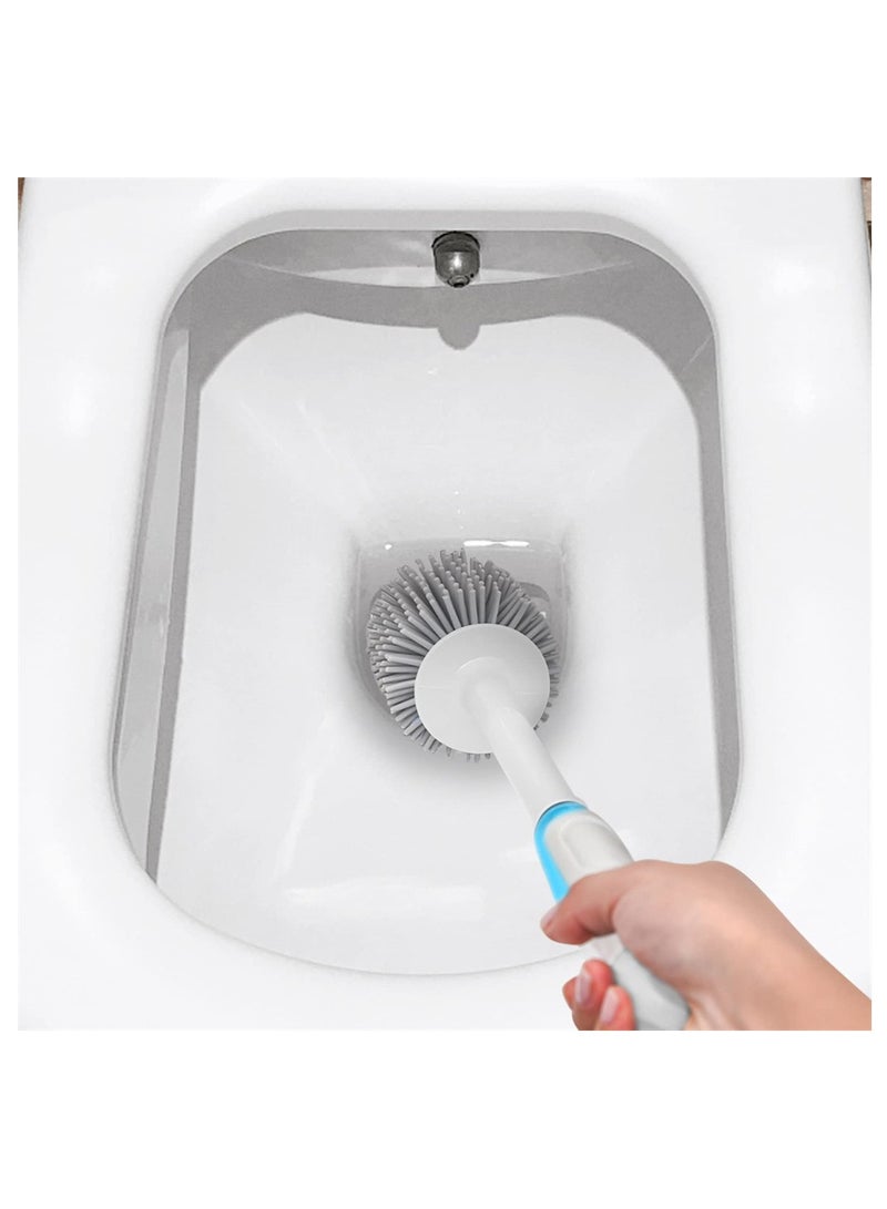 Silicone Toilet Brush Set with Holder and Soap Dispenser Easy to Clean Quick Drying Bathroom Accessory White - Image 4