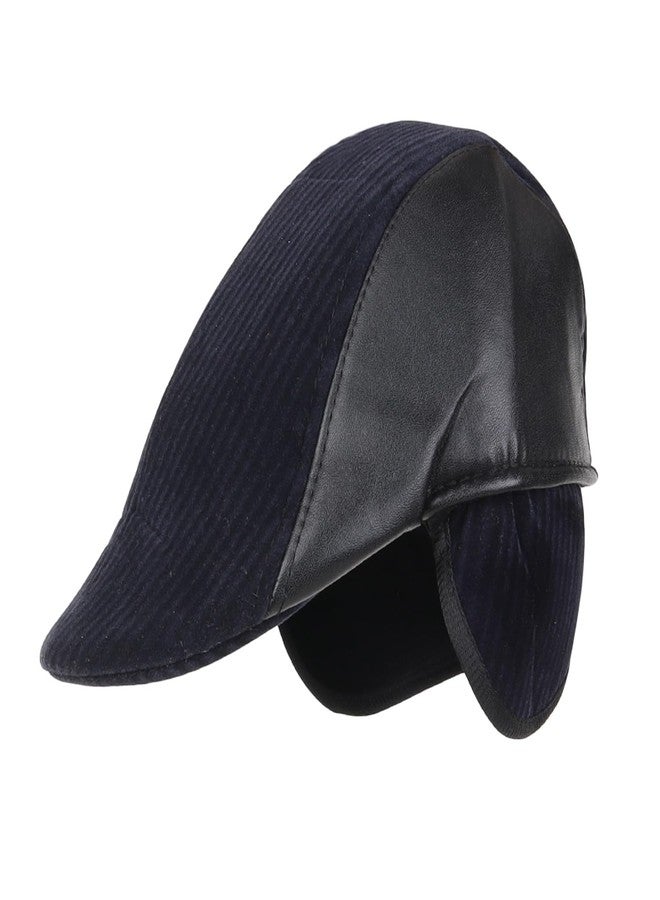 Zacharias Men's Striped Woolen Cottrised Golf Cap with Earflap egcl-01 (Blue_Pack of 1) (Free Size) - Image 1