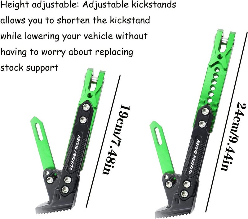 Adsspro Universal Motorcycle Kickstand Accessories Motor Scooter Modified CNC Aluminum Alloy Adjustable Tripod Holder Kickstand Foot Side Support Stand Motor Scooter Motorbike Motocross Dit Pit Bike - Image 3
