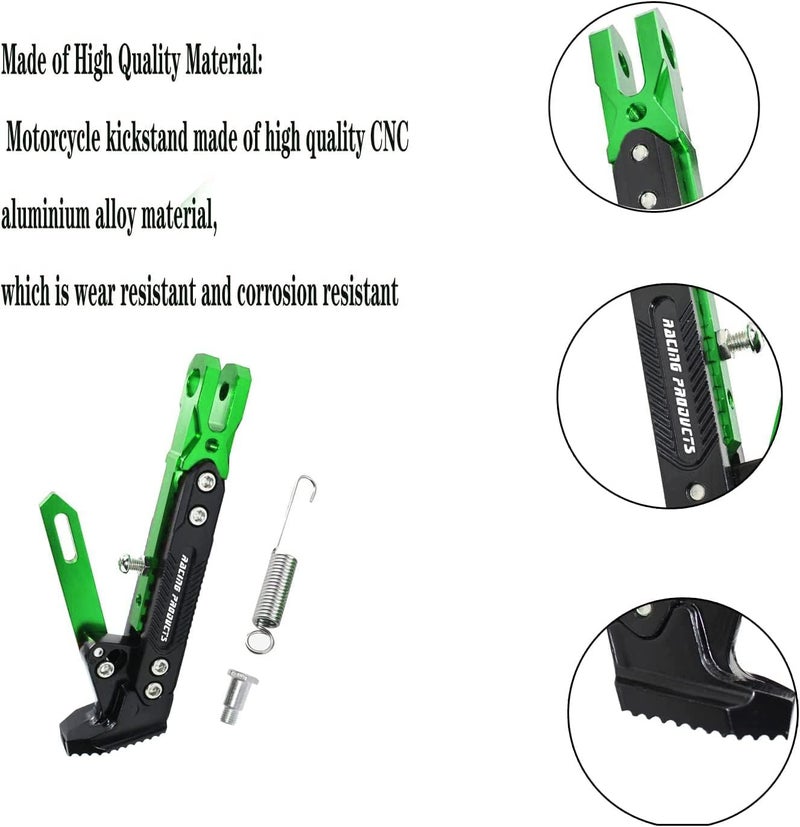 Adsspro Universal Motorcycle Kickstand Accessories Motor Scooter Modified CNC Aluminum Alloy Adjustable Tripod Holder Kickstand Foot Side Support Stand Motor Scooter Motorbike Motocross Dit Pit Bike - Image 5