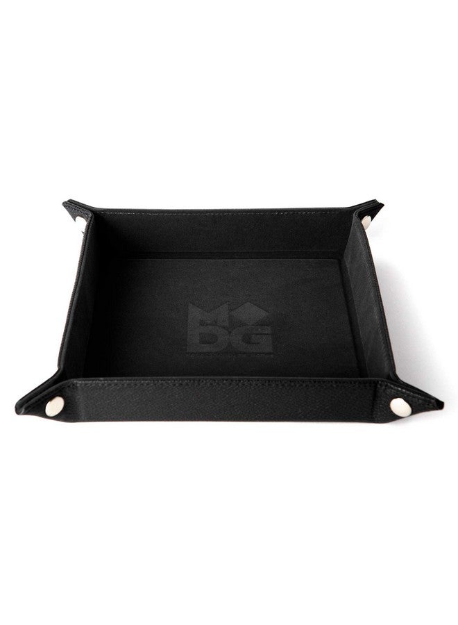 Metallic Dice Games FanRoll by Metallic Dice Games Fold Up Velvet Dice Tray w/PU Leather Backing: Black, Role Playing Game Dice Accessories for Dungeons and Dragons - Image 1