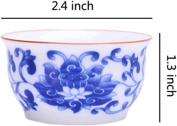 Woonsoon Chinese Handmade Kungfu Tea Cup 60 mlBone China Blue and White Tea Cups Set of 12Ceramic Tea Mugs Without HandlesBest GiftLotus - Image 4