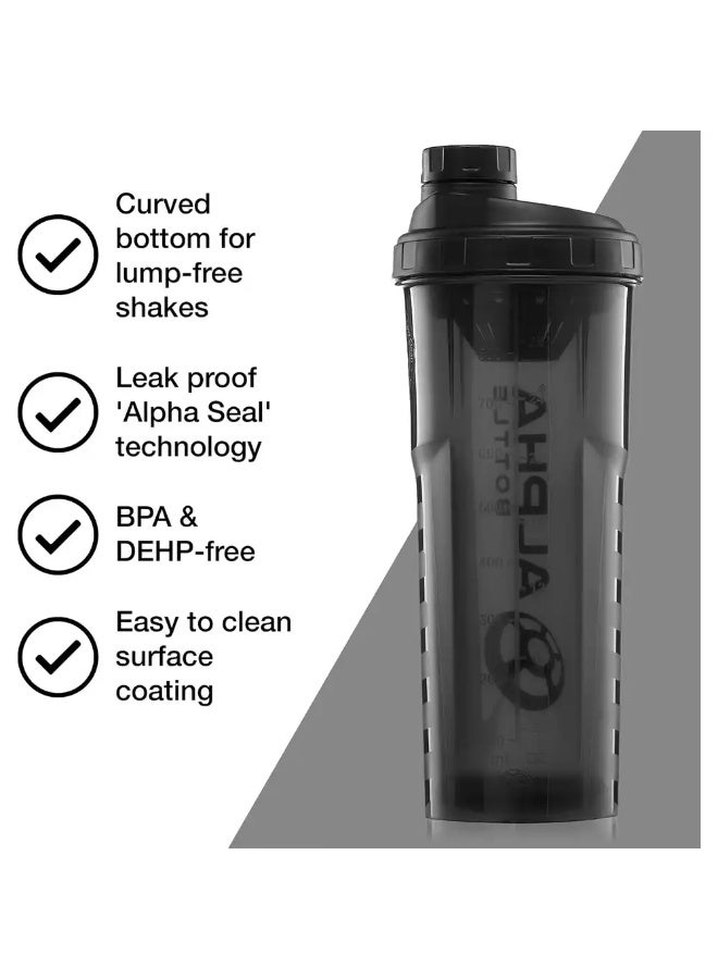 Alpha Designs - Protein Shaker Bottle 1 Liter - Black - 6638 - Image 5