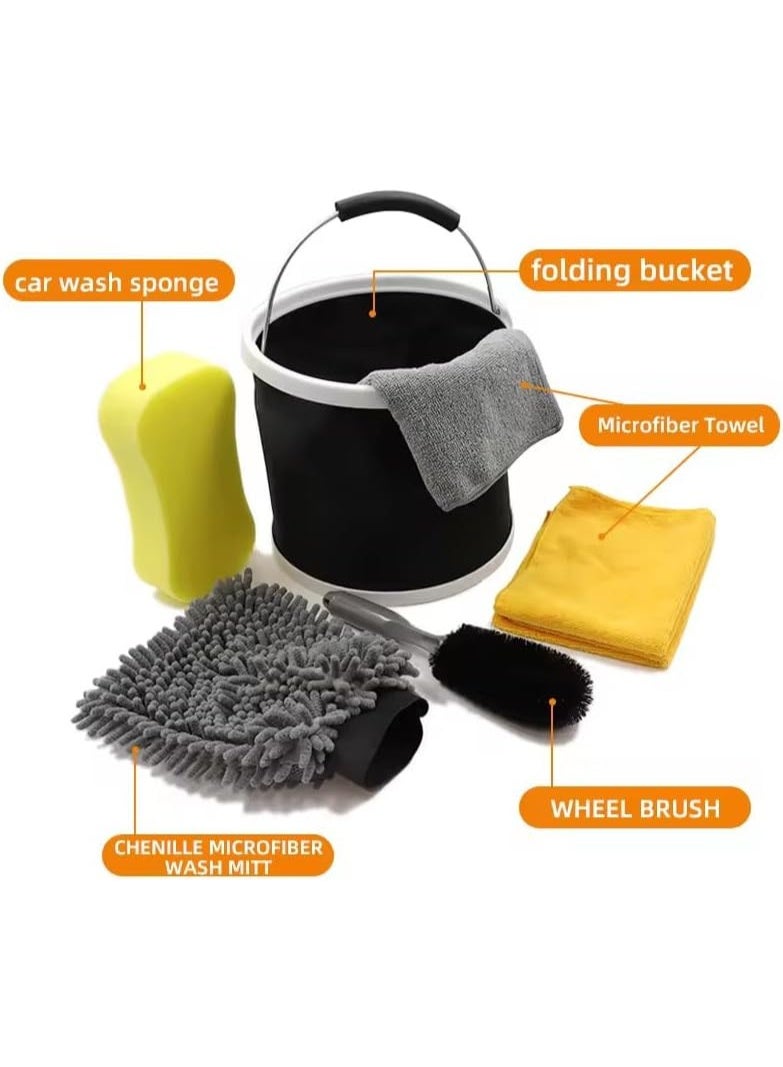 Bukela Car Wash Cleaning Kit 7 Piece Car Wash Sponge Gel Wire Wheel Brush Towel Car Wash Brush Microfiber Towel Car Cleaning Tools Car Wash Tools Car Wash Supplies - Image 3