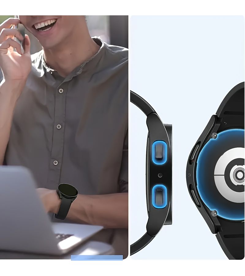 هيكل PC شفاف وردي صلب مع طبقة زجاجية مقسّاة لساعة Galaxy Watch7 مقاس 40mm و44mm - Image 4