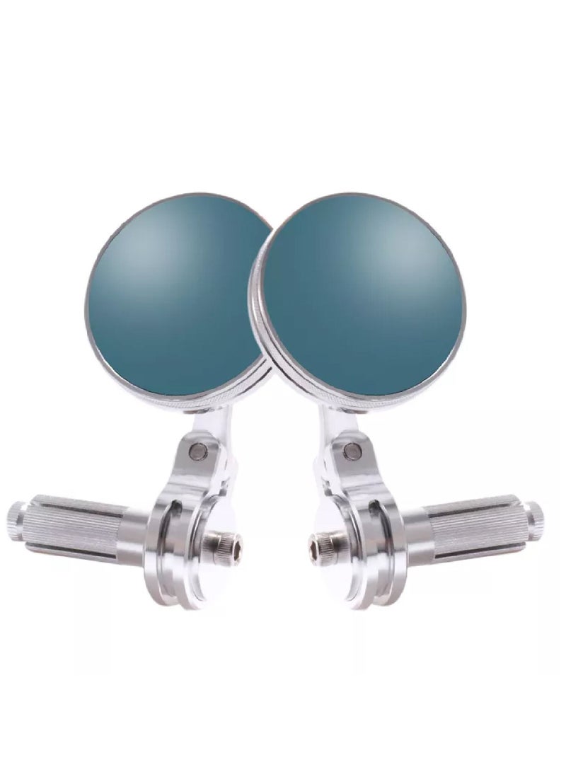Pair of Silver Framed Universal Bar End Mirrors Motorcycle Handlebar Mirrors - Image 2