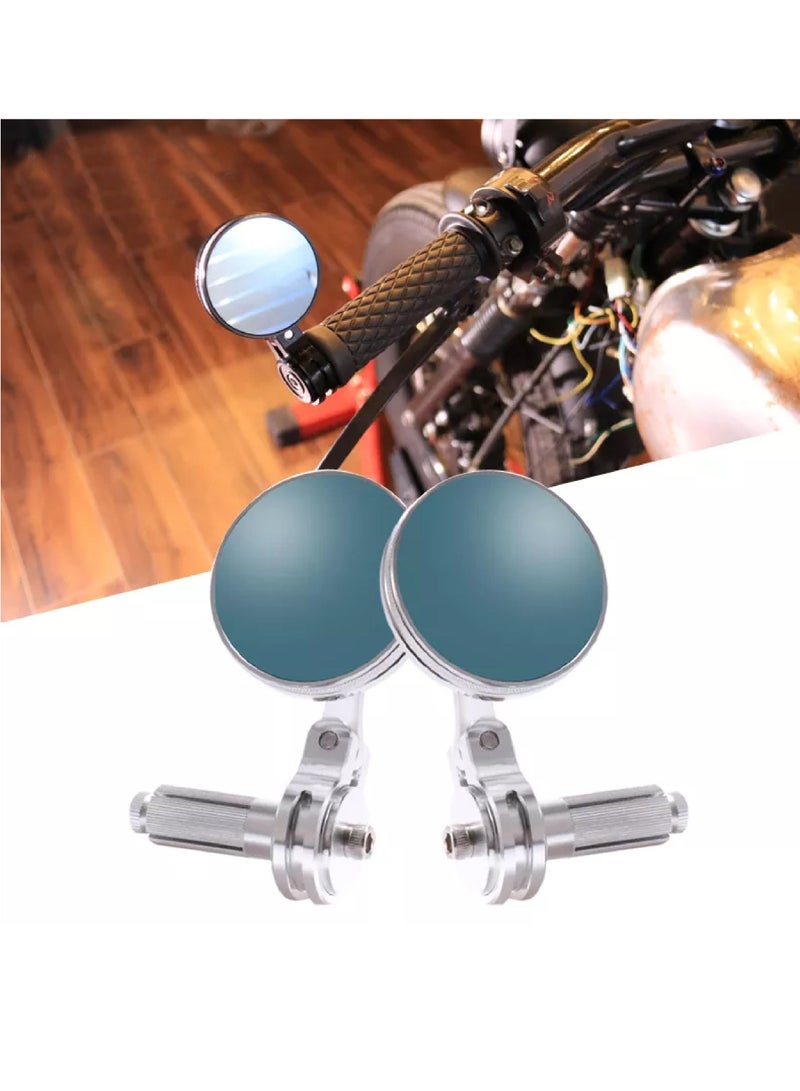 Pair of Silver Framed Universal Bar End Mirrors Motorcycle Handlebar Mirrors - Image 3