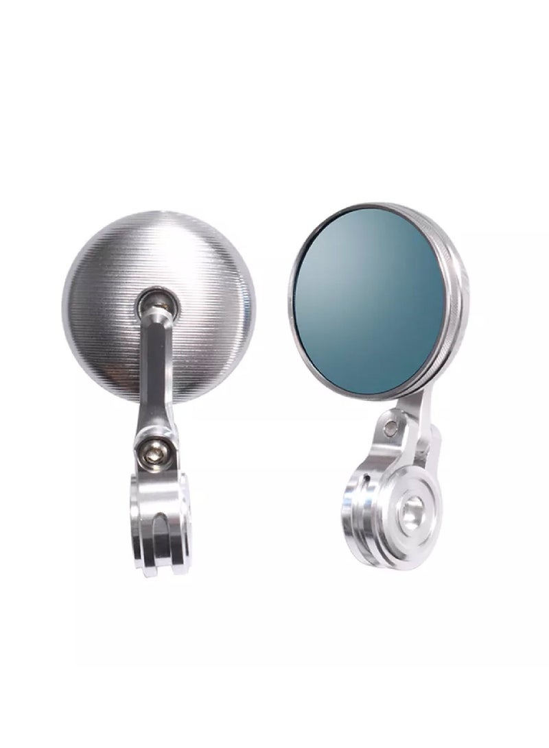 Pair of Silver Framed Universal Bar End Mirrors Motorcycle Handlebar Mirrors - Image 1