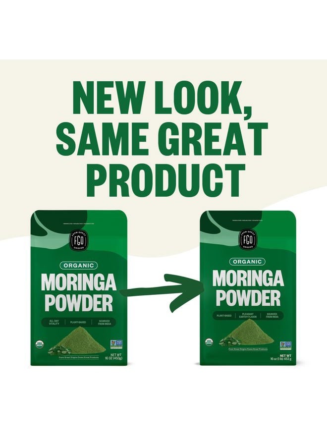 FGO Organic Moringa Oleifera Leaf Powder, 16oz Bulk Resealable Pouch, Sourced from India, Non-GMO, Packaging May Vary (Pack of 1) - Image 3