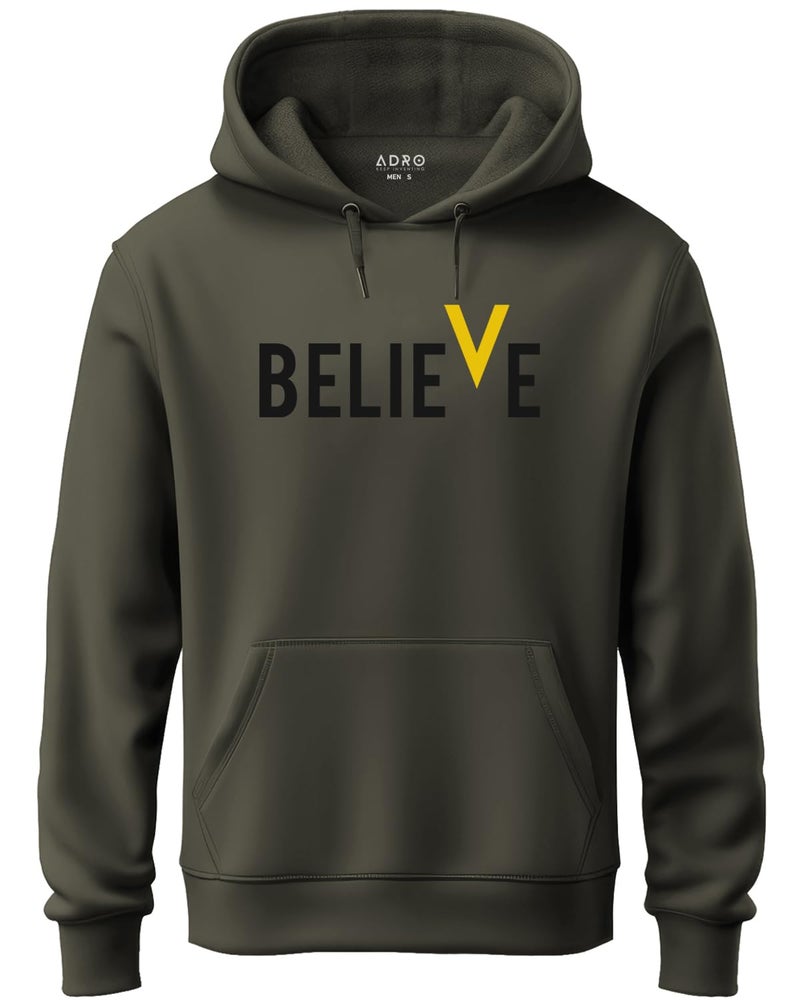 ADRO Men's Cotton Neck Hooded Sweatshirt (H21-M-BVV-OL_Olive_L) - Image 1