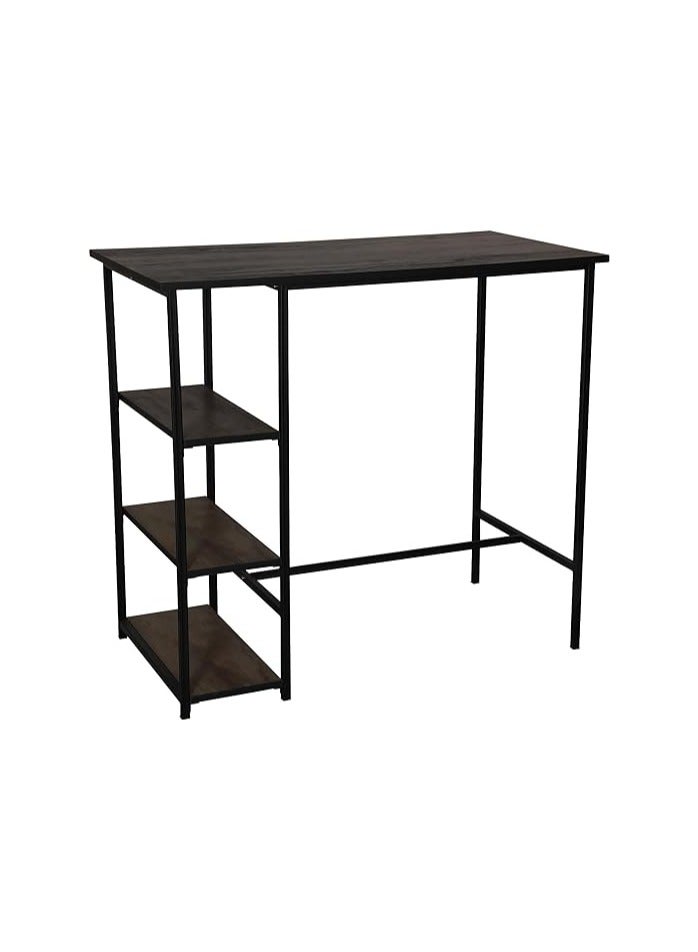 RIGID طاولة بار فولاذية مع أرفف تخزين علوية خشبية باللون الأسود 100x109x60 سم - Image 2
