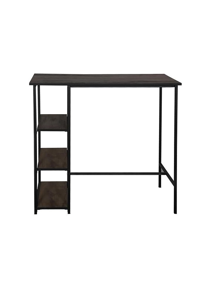 RIGID طاولة بار فولاذية مع أرفف تخزين علوية خشبية باللون الأسود 100x109x60 سم - Image 3