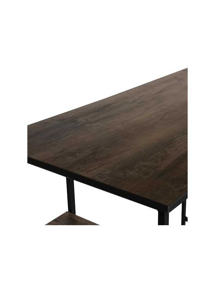 RIGID طاولة بار فولاذية مع أرفف تخزين علوية خشبية باللون الأسود 100x109x60 سم - Image 4