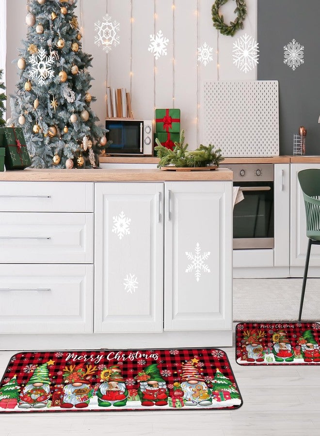 Suttmin Christmas Kitchen Rugs Sets of 2 Santa Claus Snow Gnome Non Slip Floor Mat Low Profile Plaid Winter Decorative Christmas Rug for Indoor Home Decorations, 17x29 and 17x47 Inch(Gnome) - Image 4