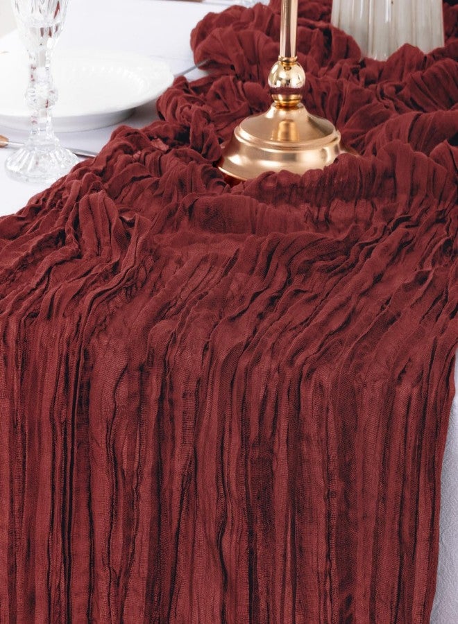 MLMW Spring Cheesecloth Table Runner Burgundy Boho Summer Cheese Runner Gauze Rustic Sheer Table Runner 160 inch 13.3ft Long for Party Wedding Baby Bridal Shower Birthday Home Decor - Image 4