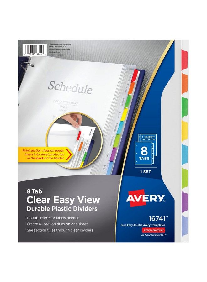AVERY Clear Easy View Durable Plastic Dividers 8 Tabs (16741)Multicolor - Image 1