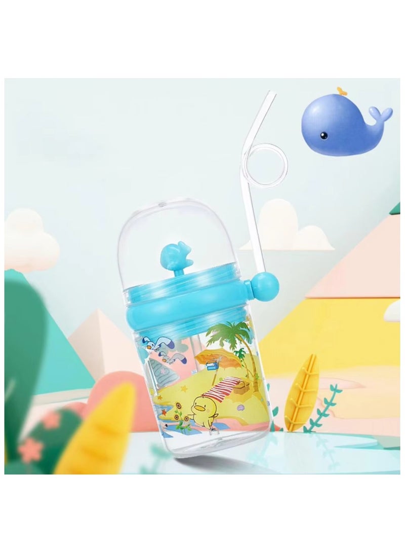BubbleFun Whale-Shaped Spray Bottle | Leak-Proof Kids Straw Cup | Cute Dolphin Fountain Cup for Girls | Portable Outdoor Sports Water Bottle - Image 1