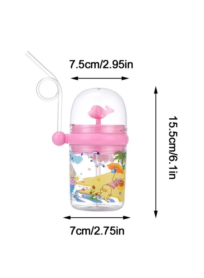 BubbleFun Whale-Shaped Spray Bottle | Leak-Proof Kids Straw Cup | Cute Dolphin Fountain Cup for Girls | Portable Outdoor Sports Water Bottle - Image 3