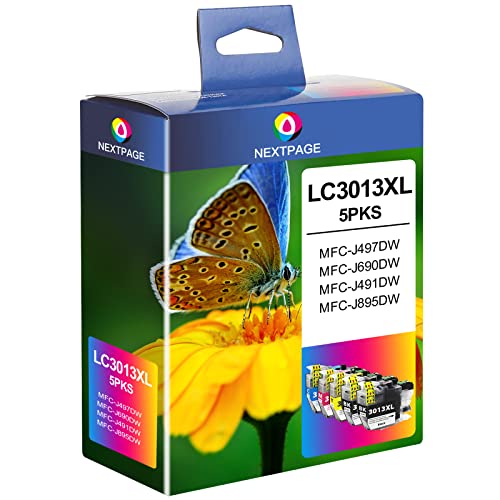NEXTPAGE LC3013XL Ink Cartridges BK/C/M/Y Replacement for Brother LC3013 LC3011 LC3013XL Ink Cartridges for Brother MFC-J497DW MFC-J491DW MFC-J895DW MFC-J690DW Printer (LC30135PKS, Black Cyan Magenta Yellow) - Image 1