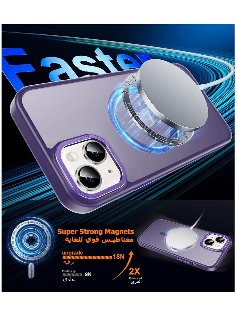 Concretization iPhone 13 MagSafe Case Magnetic Back Cover,【Full Shockproof Protection】Translucent Matte Back, Slim Phone Cover with Strong Magnet for Apple 13 (2021)(Purple) - Image 2