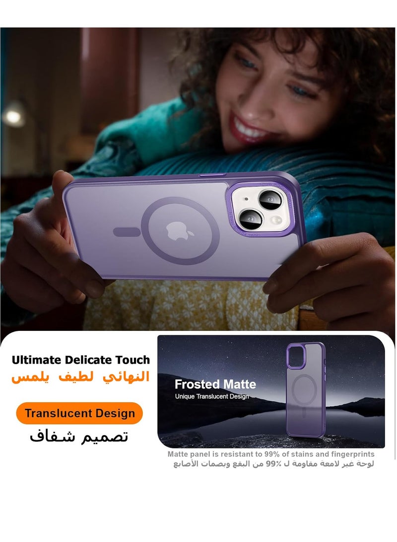 Concretization iPhone 13 MagSafe Case Magnetic Back Cover,【Full Shockproof Protection】Translucent Matte Back, Slim Phone Cover with Strong Magnet for Apple 13 (2021)(Purple) - Image 5