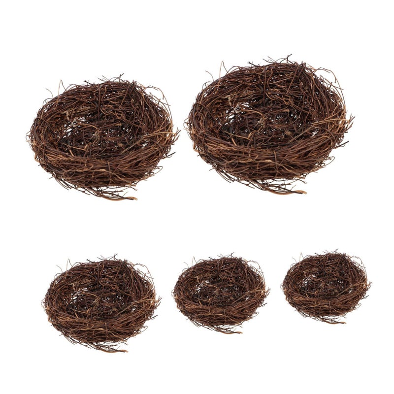 Zerodeko 5pcs Artificial Natural Rattan Birds Nest for Home Garden Decoration - Image 2
