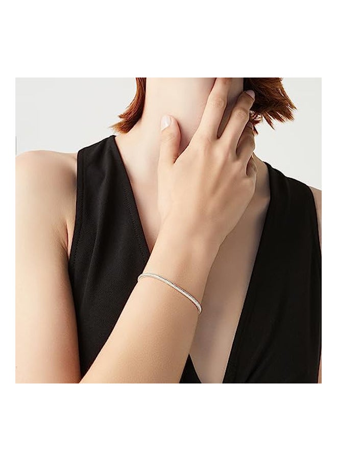 Generic - 925 Sterling Silver Italian 3mm Solid Snake Chain Bracelet - Image 1