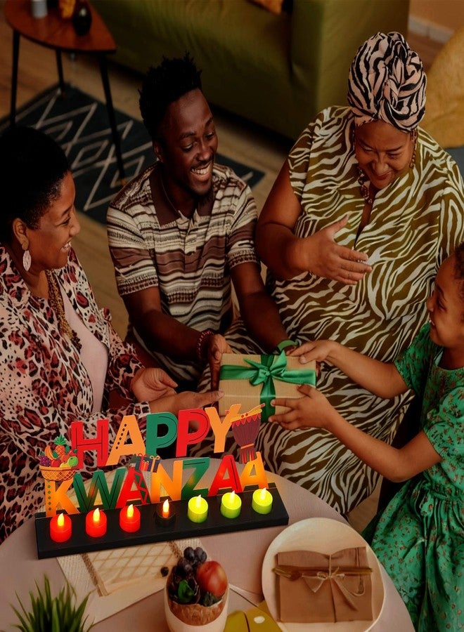 Rossesay Happy Kwanzaa Flameless Tea Light Candle Stand Table Happy Kwanzaa Centerpiece Decoration with Lighted Table Candle Holder Decoration Return Gifts for Festival Holiday - Image 2