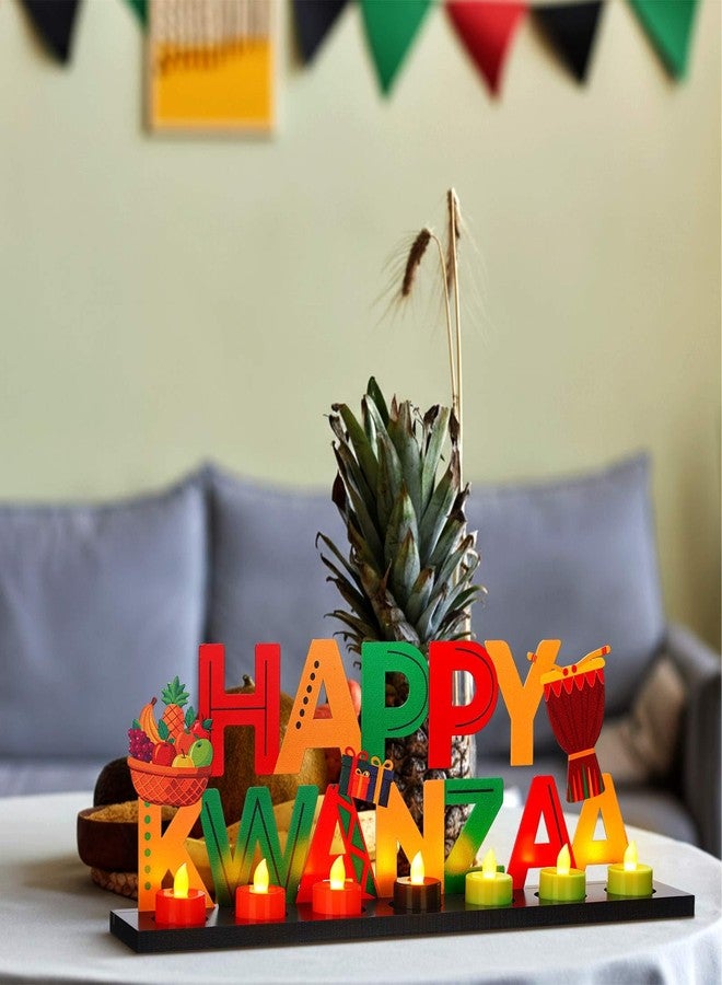 Rossesay Happy Kwanzaa Flameless Tea Light Candle Stand Table Happy Kwanzaa Centerpiece Decoration with Lighted Table Candle Holder Decoration Return Gifts for Festival Holiday - Image 4