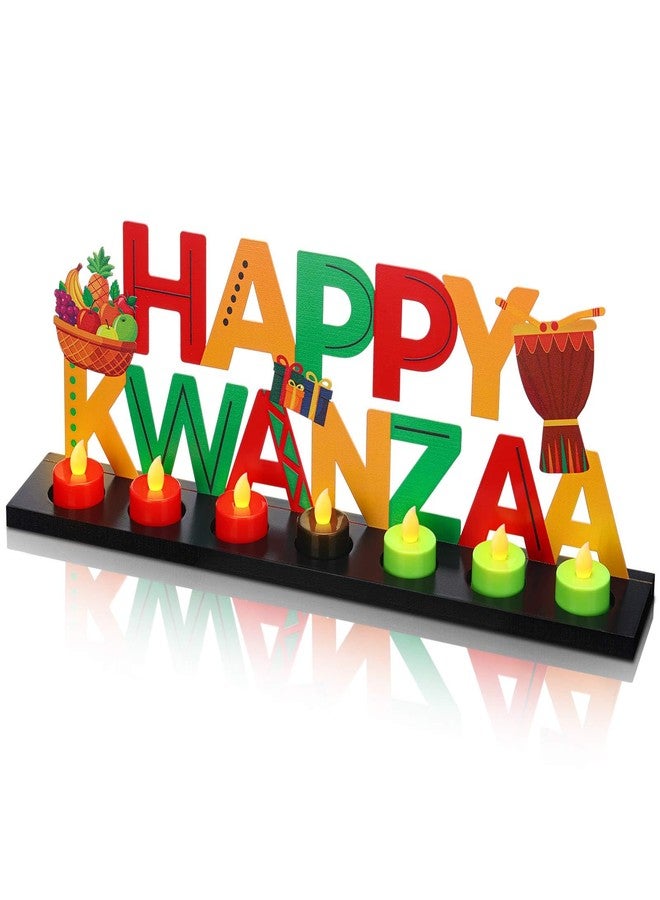 Rossesay Happy Kwanzaa Flameless Tea Light Candle Stand Table Happy Kwanzaa Centerpiece Decoration with Lighted Table Candle Holder Decoration Return Gifts for Festival Holiday - Image 1