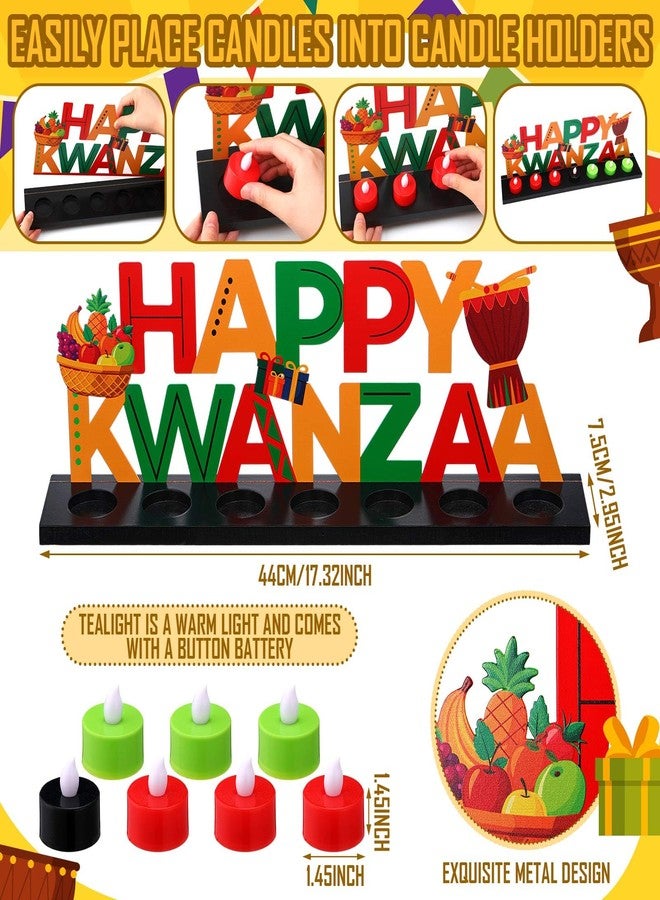 Rossesay Happy Kwanzaa Flameless Tea Light Candle Stand Table Happy Kwanzaa Centerpiece Decoration with Lighted Table Candle Holder Decoration Return Gifts for Festival Holiday - Image 3