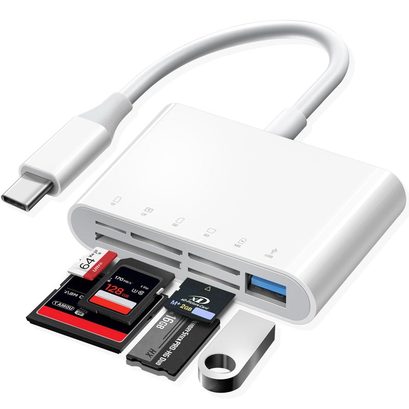 Oyuiasle USB C SD Card Reader USBC to SD MicroSD XD Picture MS Memory Stick Compact Flash Cards Type C 6 Slots Trail Cameras Viewer Adapter for iPhone 15 16 iPad Mac Laptop MacBook More USBC Devices - Image 2