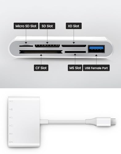 Oyuiasle USB C SD Card Reader USBC to SD MicroSD XD Picture MS Memory Stick Compact Flash Cards Type C 6 Slots Trail Cameras Viewer Adapter for iPhone 15 16 iPad Mac Laptop MacBook More USBC Devices - Image 3