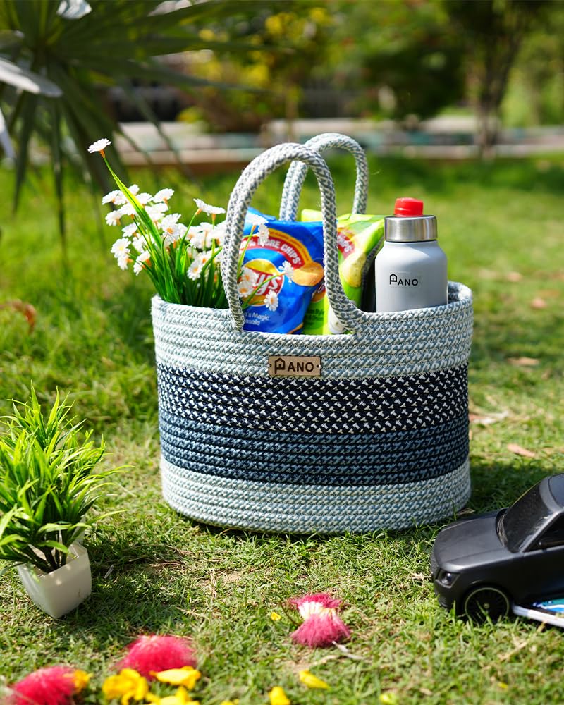 Panço Polypropelyene Multi-purpose Storage Hand Bag, Attractive Hand Bag, Large Tote Basket, Organizer, Beach Bags for Women, Boho Basket, Used For Storage - Image 5