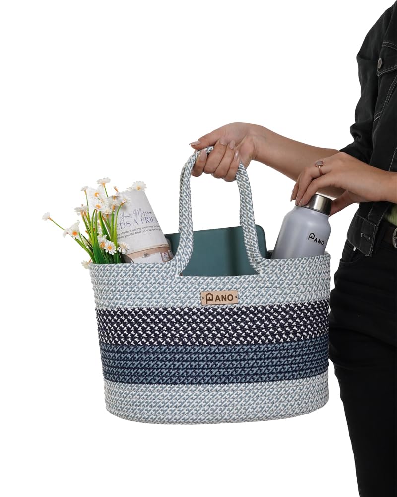 Panço Polypropelyene Multi-purpose Storage Hand Bag, Attractive Hand Bag, Large Tote Basket, Organizer, Beach Bags for Women, Boho Basket, Used For Storage - Image 3