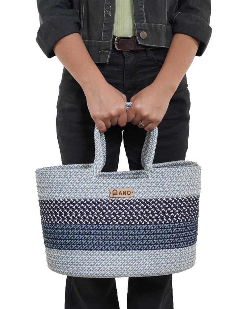 Panço Polypropelyene Multi-purpose Storage Hand Bag, Attractive Hand Bag, Large Tote Basket, Organizer, Beach Bags for Women, Boho Basket, Used For Storage - Image 2