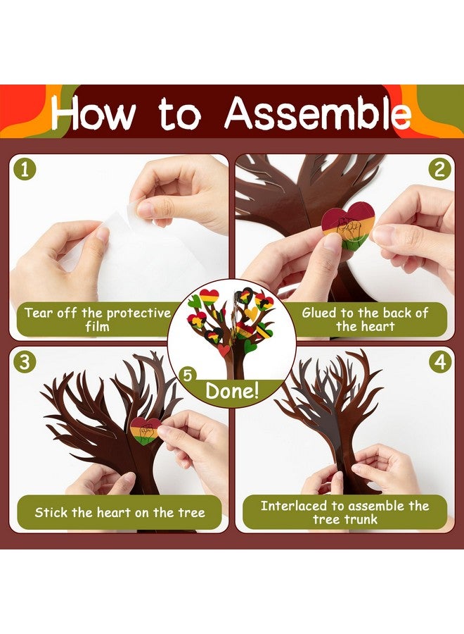 WATINC Happy Juneteenth Heart Tree Craft Kits, Make Your Own African American Heart Trees Decoration, DIY Black History Holiday Celebration Craft Supplies Home School Fun Activity for Kids (32Pcs) - Image 3