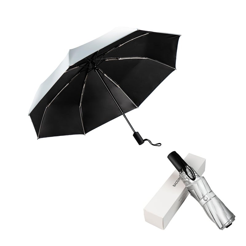 Baodini Small Uv Protection Travel Umbrella Compact For Rain And Sun Upf 50+ Windproof Portable 42 Inch Umbrella For Women And Men - Image 2